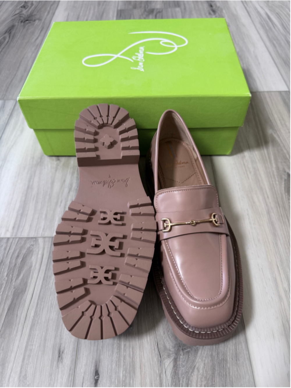 Sam Edelman Laurs Lug Sole Loafers Maple Sugar Leather Women’s 8 NEW With Box